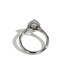 0.50 Carat Pear Shape Halo Engagement Ring - E/SI2 GIA Certified