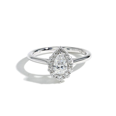 0.50 Carat Pear Shape Halo Engagement Ring - E/SI2 GIA Certified - Private Label product