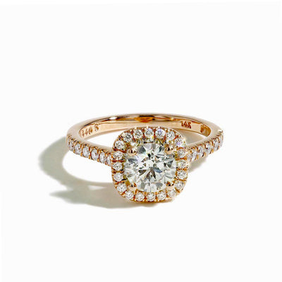 1 Carat Round Diamond Cushion Rose Engagement Ring - I/SI2 GIA Certified - Private Label product