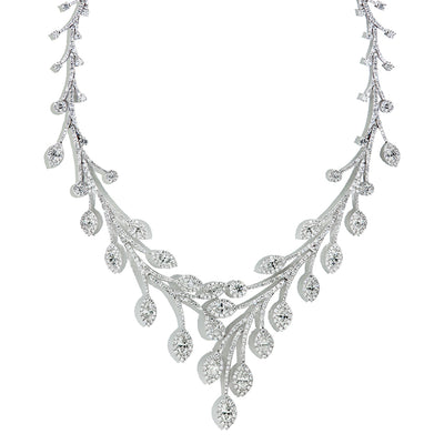 25 Carat Marquise and Round Pave Diamond Leaf Necklace - Private Label product