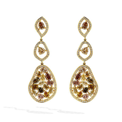 18 Carat Multi Color Diamond Dangle Earrings - Private Label product