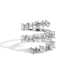 Fancy Shape Diamond Coil Ring in White Gold