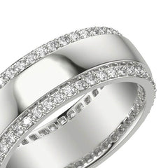 Diamond Pave Edge Men's Wedding Band