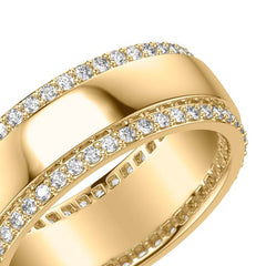 Diamond Pave Edge Men's Wedding Band