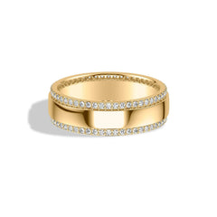 Diamond Pave Edge Men's Wedding Band in White Gold