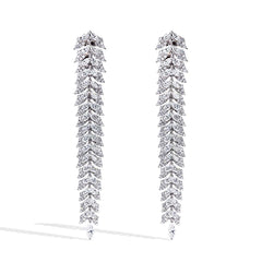 7 Carat Marquise and Round Diamond Long Drop Earrings