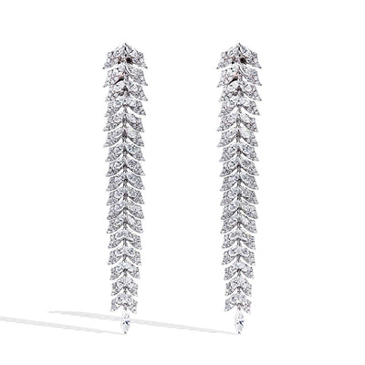 7 Carat Marquise and Round Diamond Long Drop Earrings - Private Label product