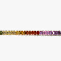 25.74 Carat Multi Stone Halo Bracelet in 14K Yellow Gold, up close