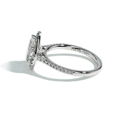 1.01 Carat Pear Shape Halo Engagement Ring - J/SI2 GIA Certified