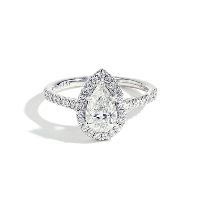 0.95 Pear Shape Halo Engagement Ring - G/SI1 GIA Certified - Private Label product