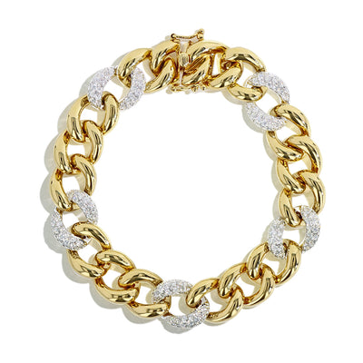 Gold and Diamond Bold Curb Link Bracelet - Private Label product