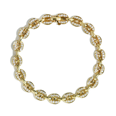 Puffed Mariner Link Bracelet With Pave Diamonds - Private Label product