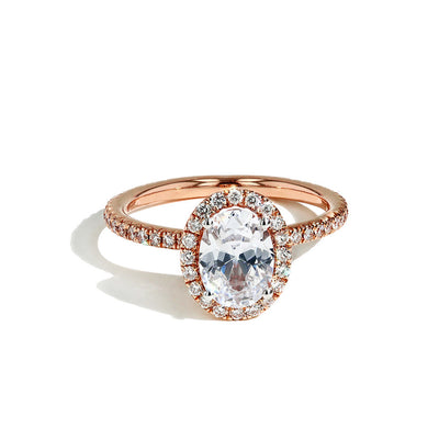 The Oval Halo Pavé  Engagement Ring in Rose Gold - Private Label product