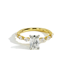 Henri Daussi Cushion Diamond Engagement Ring with East-West Marquise Diamonds