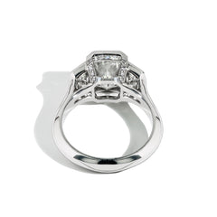 Robert Pelliccia Bezel Set Radiant Cut Three Stone Engagement Ring