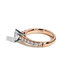 The Round Cathedral Engagement Ring in Rose Gold