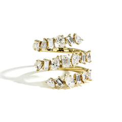 Fancy Shape Diamond Coil Ring in White Gold