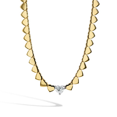 Center Heart Diamond and Gold Chain Necklace - Private Label product