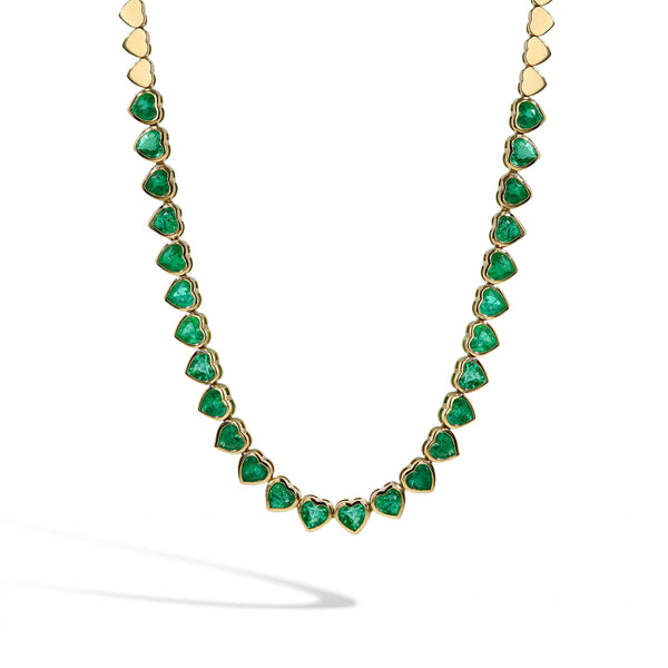 Heart Shaped Emerald Bezel Necklace