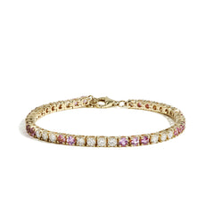 Pink Sapphire and Diamond Tennis Bracelet