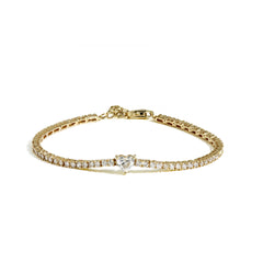 Heart Diamond Station Tennis Bracelet