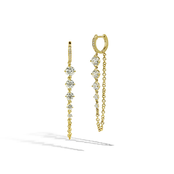 Cascading Round Diamond Chain Huggies