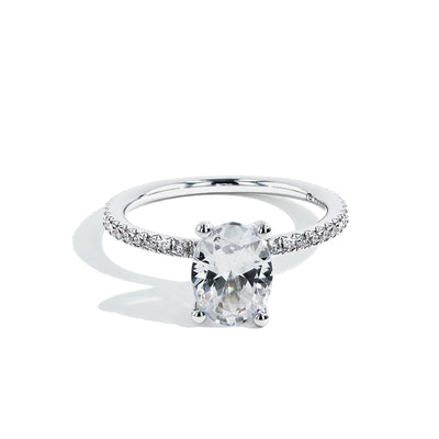 Oval Solitaire Pave Engagement Ring Setting in White Gold - Private Label product