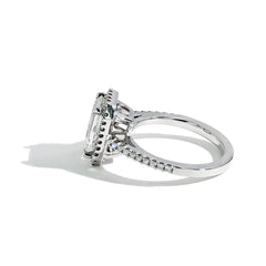 3 Carat Lab Grown Diamond Emerald Cut Halo Engagement Ring