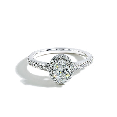 3/4 Carat Lab Grown Oval Diamond Halo Engagement Ring - Private Label product