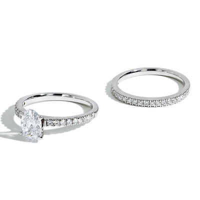1 Carat Oval Lab Grown Diamond Pave Engagement Set - Private Label product