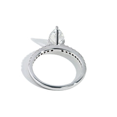 1 Carat Pear Shaped Lab Grown Diamond Pave Engagement Ring