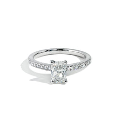 1 Carat Radiant Cut Lab Grown Diamond Pave Engagement Ring