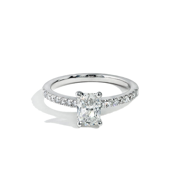1 Carat Radiant Cut Lab Grown Diamond Pave Engagement Ring