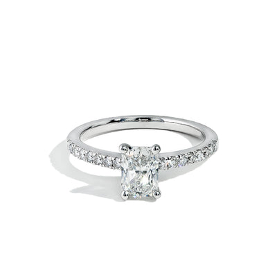 1 Carat Radiant Cut Lab Grown Diamond Pave Engagement Ring - Private Label product