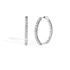 Round Chunky Diamond Hoop Earrings- 3 Carat
