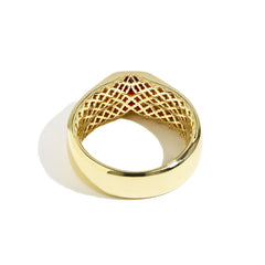 Robert Pelliccia Cushion Cut Ruby and Emerald Cut Diamond Men's Ring