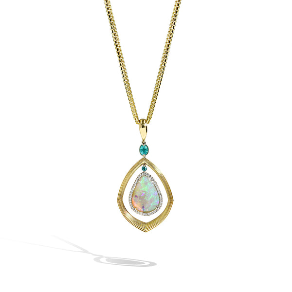 Robert Pelliccia 5 Carat Reversible Opal and Paraiba Pendant Necklace