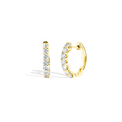 18k Gold Diamond Huggie Earrings in Yellow Gold - 1/2" - Private Label product