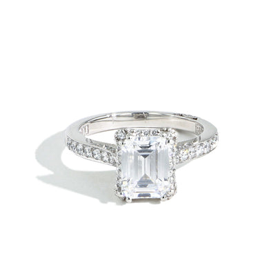 Tacori Dantela Emerald Halo Pave Diamond Engagement Ring Setting in Platinum - Tacori product