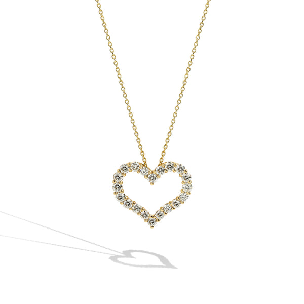 Diamond Heart Necklace in Yellow Gold - 0.75 ctw