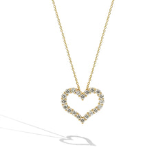 Diamond Heart Necklace in Yellow Gold - 0.50 ctw