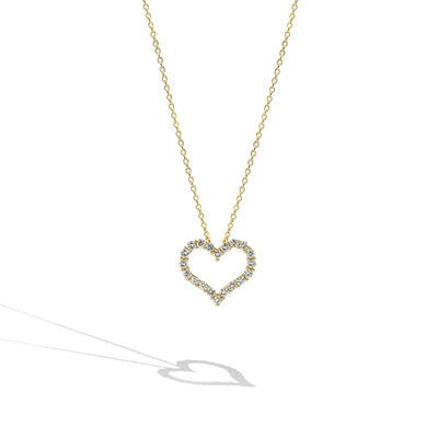 Small Yellow Gold Diamond Heart Necklace  - 0.25 ctw - Private Label product
