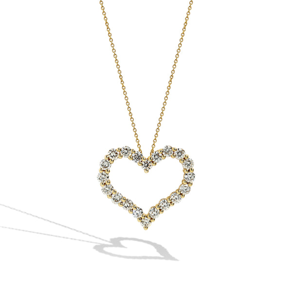 Diamond Heart Necklace in Yellow Gold - 2.00 ctw