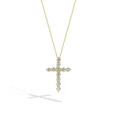 Small Diamond Yellow Gold Cross Necklace - 0.50ctw