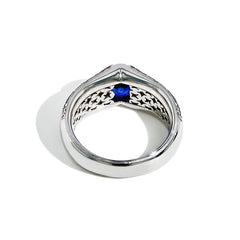 Robert Pelliccia Oval Blue Sapphire and Bullet Diamond Men's Ring
