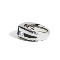 Robert Pelliccia Oval Blue Sapphire and Bullet Diamond Men's Ring