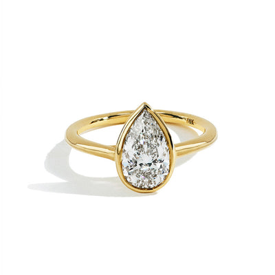 Bezel Set Pear Shaped Diamond Solitaire Engagement Ring Setting - Private Label product