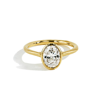 Bezel Set Oval Diamond Solitaire Engagement Setting - Private Label product