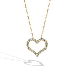 Diamond Heart Necklace in Yellow Gold - 1.50 ctw