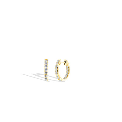 Yellow Gold Small Oval In and Out Diamond Hoops - 0.78 CT - Private Label product